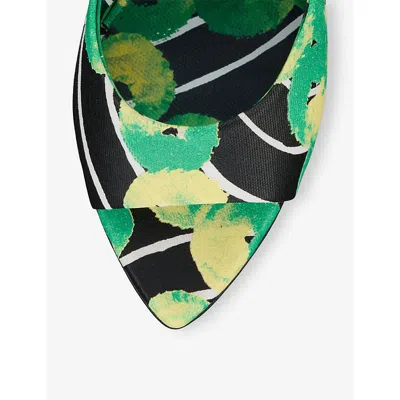 Christian Louboutin Miss Z Cotton Abstract Print Mules 80 In Green