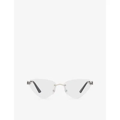 Cartier Womens  Ct0448o Cat-eye-frame Metal Optical Glasses