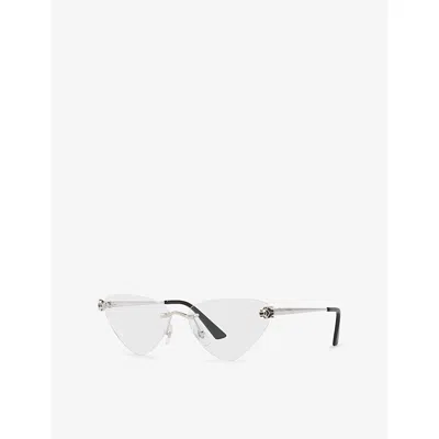 Cartier Womens  Ct0448o Cat-eye-frame Metal Optical Glasses