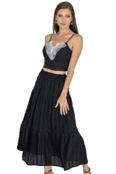 Akalia Emma Top & Maxi Skirt Set In Black
