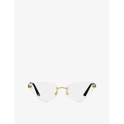 Cartier Womens  Ct0448o Cat-eye-frame Metal Optical Glasses