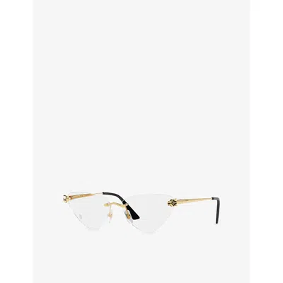 Cartier Womens  Ct0448o Cat-eye-frame Metal Optical Glasses