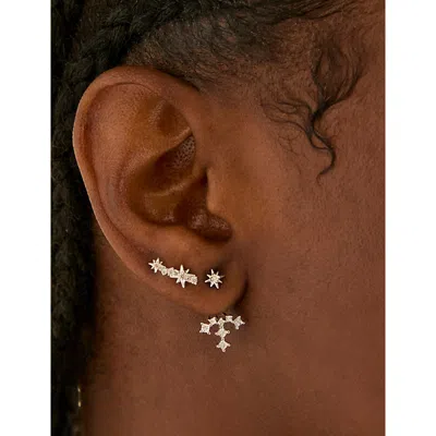Astrid & Miyu Womens  Cosmic Crystal Rhodium-plated Sterling-silver And Zirconia Climber Stud Earring