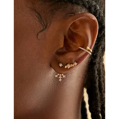 Astrid & Miyu Womens  Cosmic Crystal Rhodium-plated Sterling-silver And Zirconia Climber Stud Earring