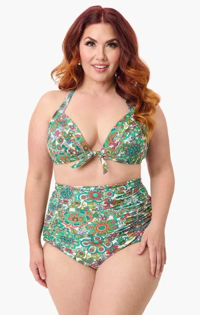 UNIQUE VINTAGE UNIQUE VINTAGE PLUS SIZE MONROE HALTER BIKINI TOP 