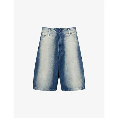 Daily Paper Womens  Bleached Oversized-fit Denim Shorts