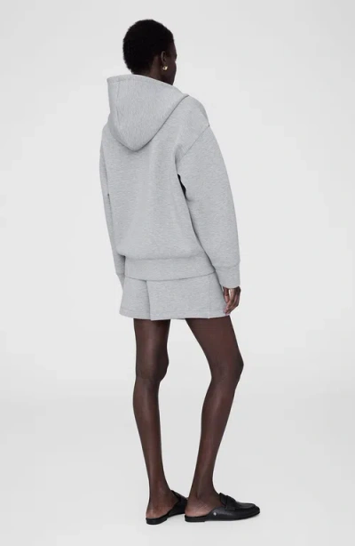 Anine Bing Bond Zip Up Hoodie Framed Monogram In Heather Grey