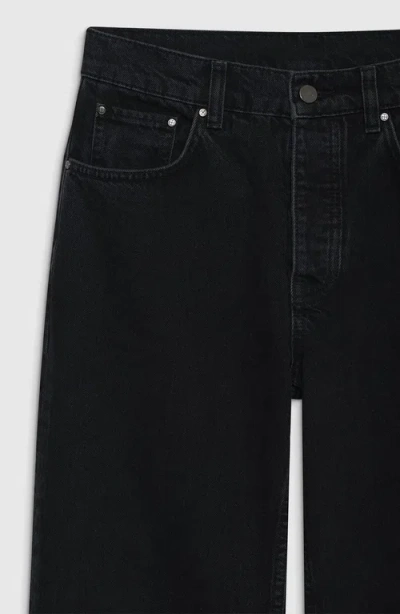 Anine Bing Hugh Logo Patch Wide-leg Jeans In Black