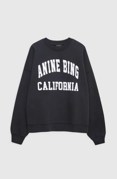 Anine Bing Miles Relaxed-fit Oversized Cotton Sweatshirt With Contrasting Logo