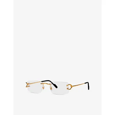 Cartier Womens  Ct0344o Rectangle-frame Metal Optical Glasses