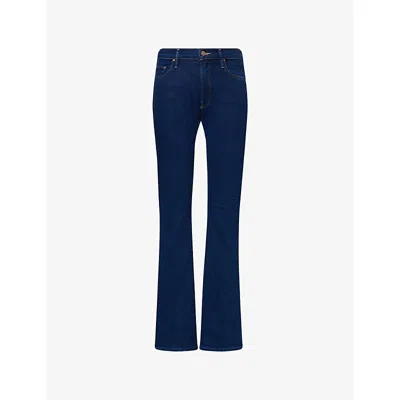 Mother Womens  The Outsider Sneak Mid-rise Flared Stretch-denim Blend Jeans