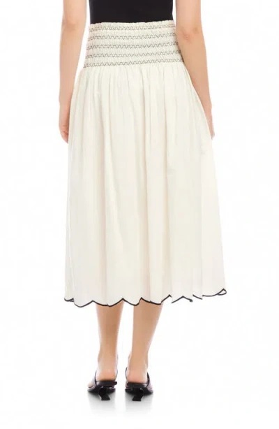 Fifteen Twenty Elsa Smocked Waist Midi Skirt In Cream