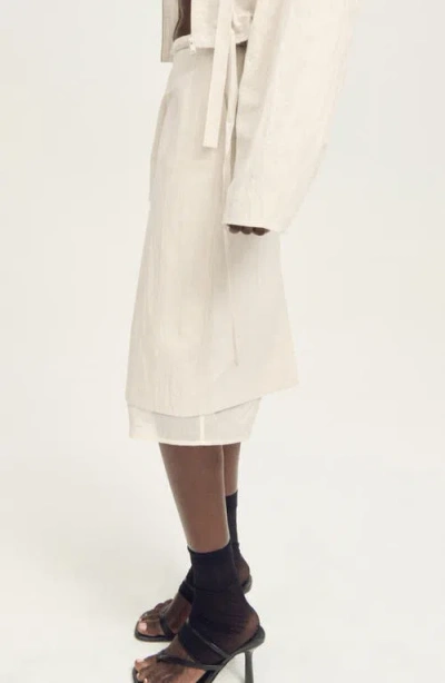 Mango Combined Linen Blend Midi Skirt