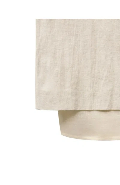 Mango Combined Linen Blend Midi Skirt