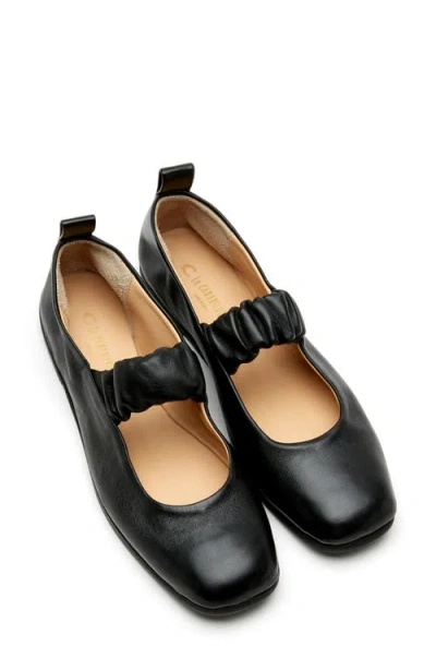 La Canadienne Grey Leather Mary Jane Ballerina Flats