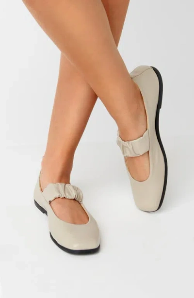 La Canadienne Grey Leather Mary Jane Ballerina Flats