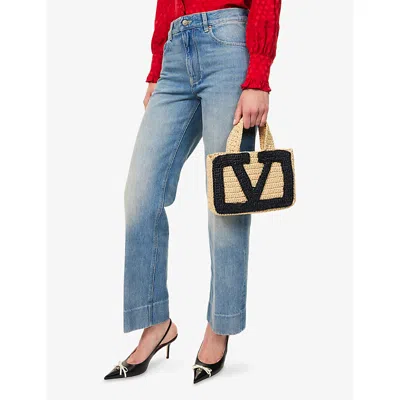 Valentino Garavani Viva Superstar Crochet Small Tote Bag In Neutral