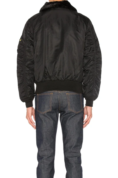 Shop Alpha Industries B-15 Slim Fit Bomber With Faux Fur Collar In Black