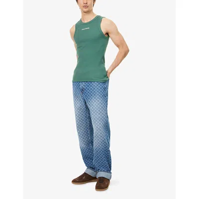 Daily Paper Mens Bistro Ribbed Stretch-cotton Tank Top Bistro Green