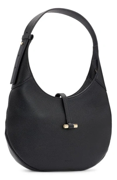 Hugo Boss Pebbled-leather Hobo Bag With Golden Hardware