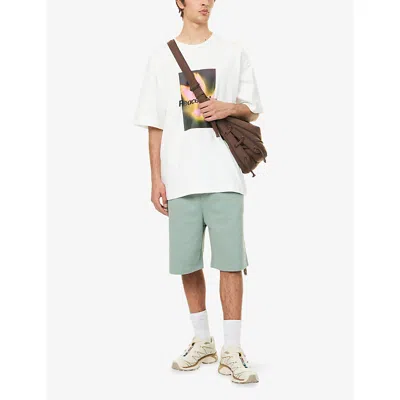 Peacemaker Mens Embroidered-logo Loose-fit Cotton-jersey Shorts Sage