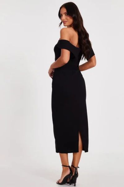 Quiz Scuba Crepe Bardot Maxi Dress