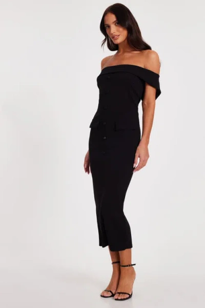 Quiz Scuba Crepe Bardot Maxi Dress