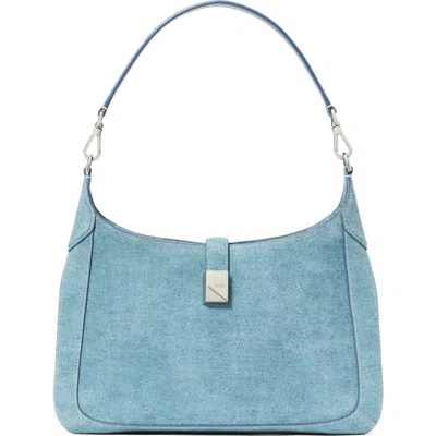 Kate Spade New York Deco Denim Print Suede Hobo Bag