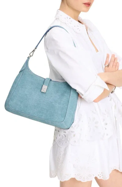 Kate Spade New York Deco Denim Print Suede Hobo Bag