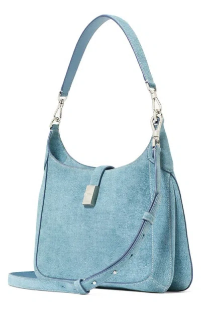 Kate Spade New York Deco Denim Print Suede Hobo Bag