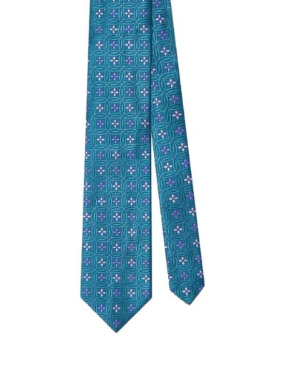 Robert Talbott Robert Fancy Floral Of Class Necktie In Blue