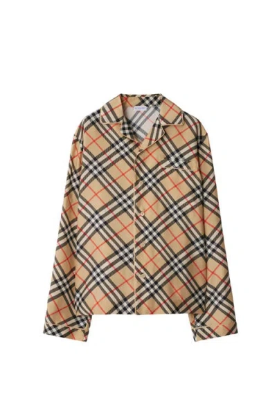 Burberry Regular Fit Check Silk Pyjama Shirt