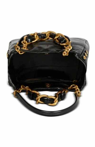 Balmain Black Leather Shopping Bag With Gold Details