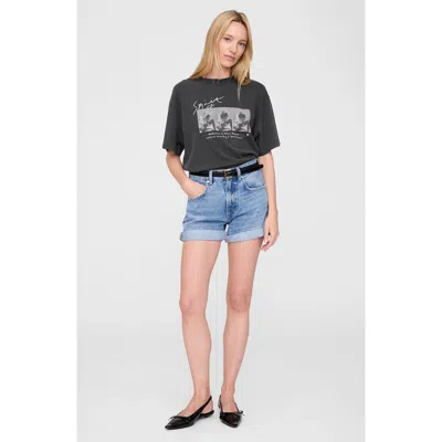 Anine Bing Womens Washed Black Ashton Graphic-print Cotton-jersey T-shirt In Gray