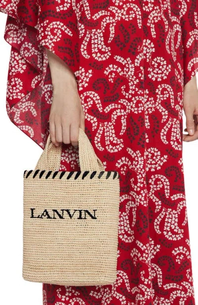 Lanvin Logo-embroidered Raffia Tote Bag In Neutral
