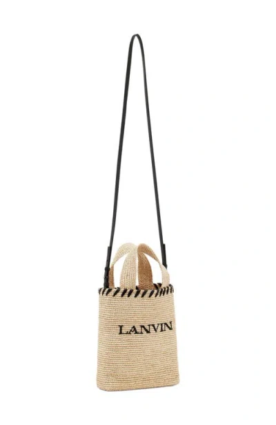 Lanvin Logo-embroidered Raffia Tote Bag In Neutral