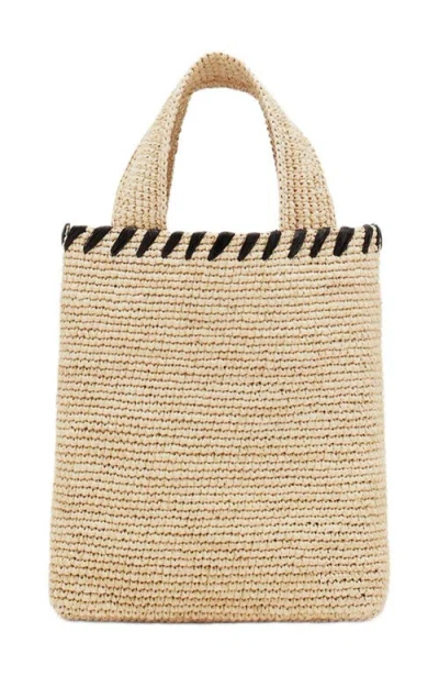 Lanvin Logo-embroidered Raffia Tote Bag In Neutral