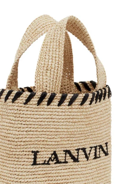 Lanvin Logo-embroidered Raffia Tote Bag In Neutral