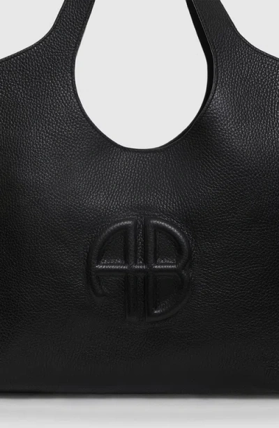 Anine Bing Medium Lili Tote In Black Pebbled