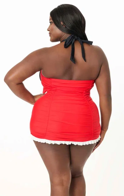 Unique Vintage Plus Size Halter Swim Dress