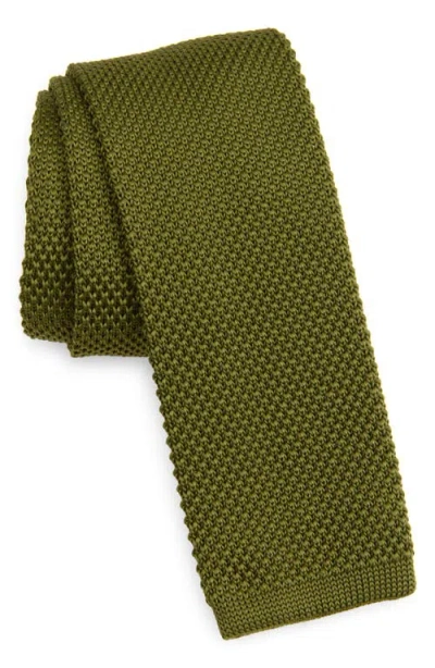 Clifton Wilson Olive Green Knit Silk Tie