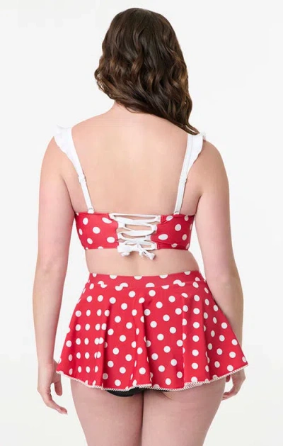 UNIQUE VINTAGE UNIQUE VINTAGE RUFFLED LONGLINE SOUTHAMPTON SWIM TOP 