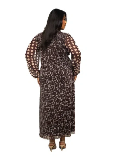 Fashion-szn Curve Long Sleeve Polka Dot Mesh Midi Dress