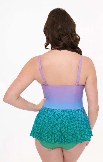 Unique Vintage Spaghetti Strap Sweetheart Skirted One Piece Swimsuit