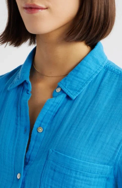 Rails Ellis Cotton Gauze Button-up Shirt In Blue
