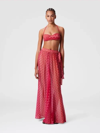 Missoni Long Covered Up Skirt In Printed Silk With Front Closure