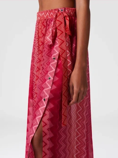 Missoni Long Covered Up Skirt In Printed Silk With Front Closure