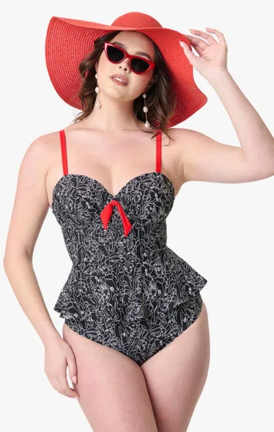 Unique Vintage Peplum Solana Tankini Swim Top