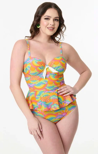 Unique Vintage Peplum Solana Tankini Swim Top