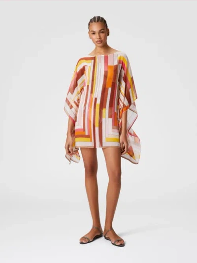 Missoni Short Printed Silk Kaftan With Wide Sleeves